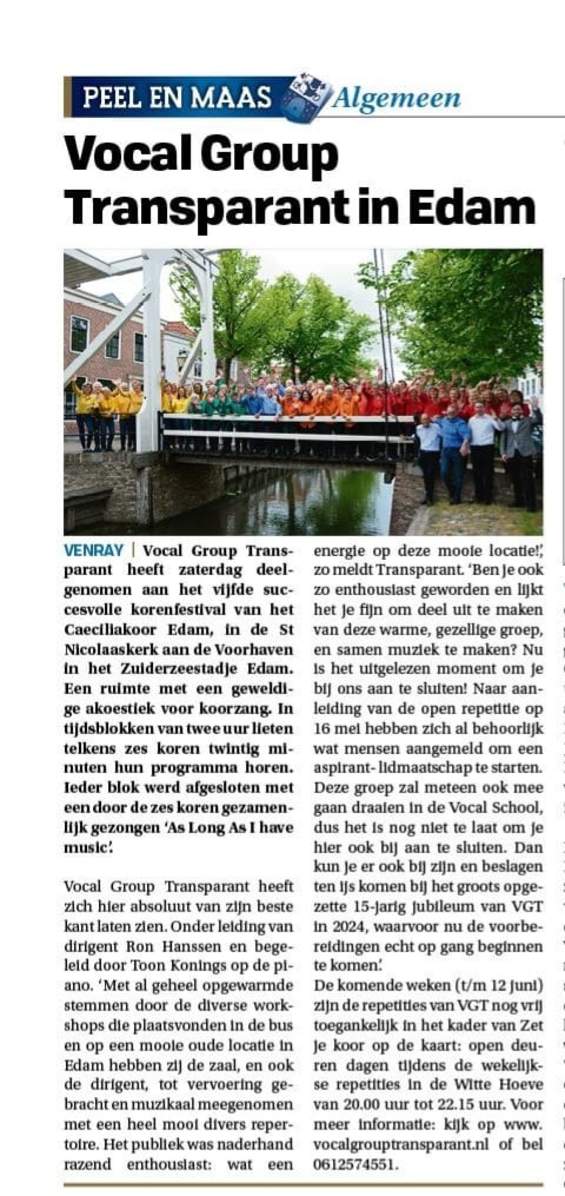 Persbericht Koorreis Edam 21-05-2022